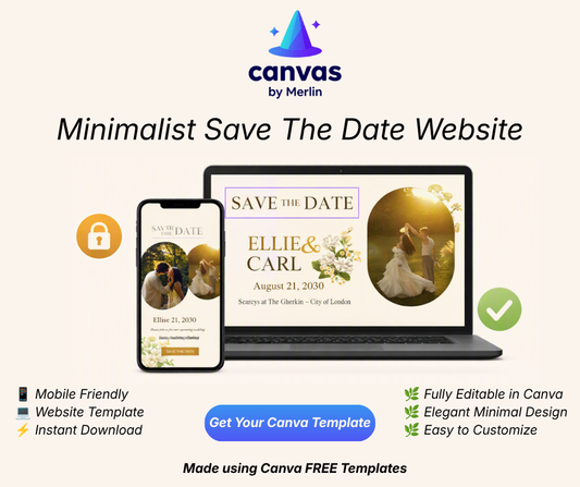 Minimalist Save The Date Wedding Invitation Template | Editable Canva Template